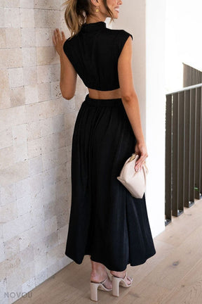 Lorna™ Turtleneck Waist Cutout Summer Midi Dress