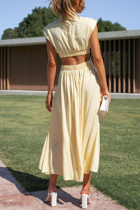 Lorna™ Turtleneck Waist Cutout Summer Midi Dress